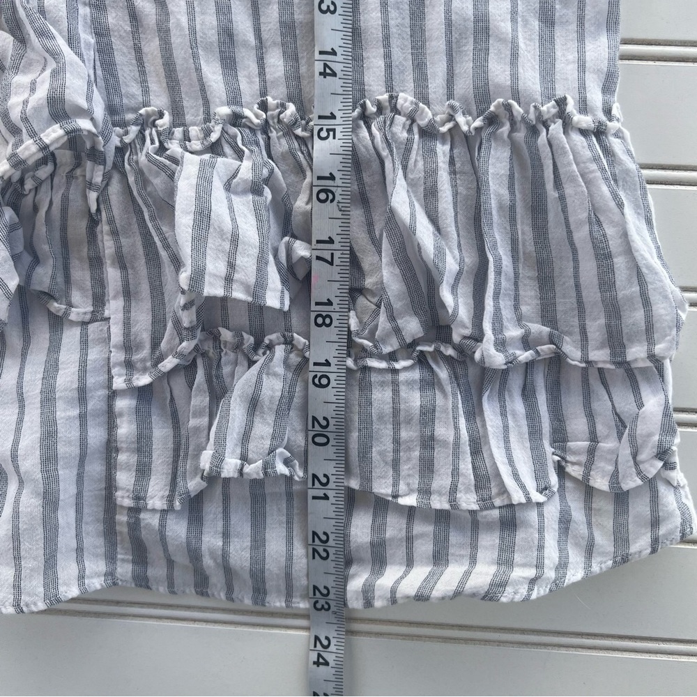 ZARA BASIC Womens Striped Ruffle V Neck Sleeveless Top Size S - Picture 7 of 7